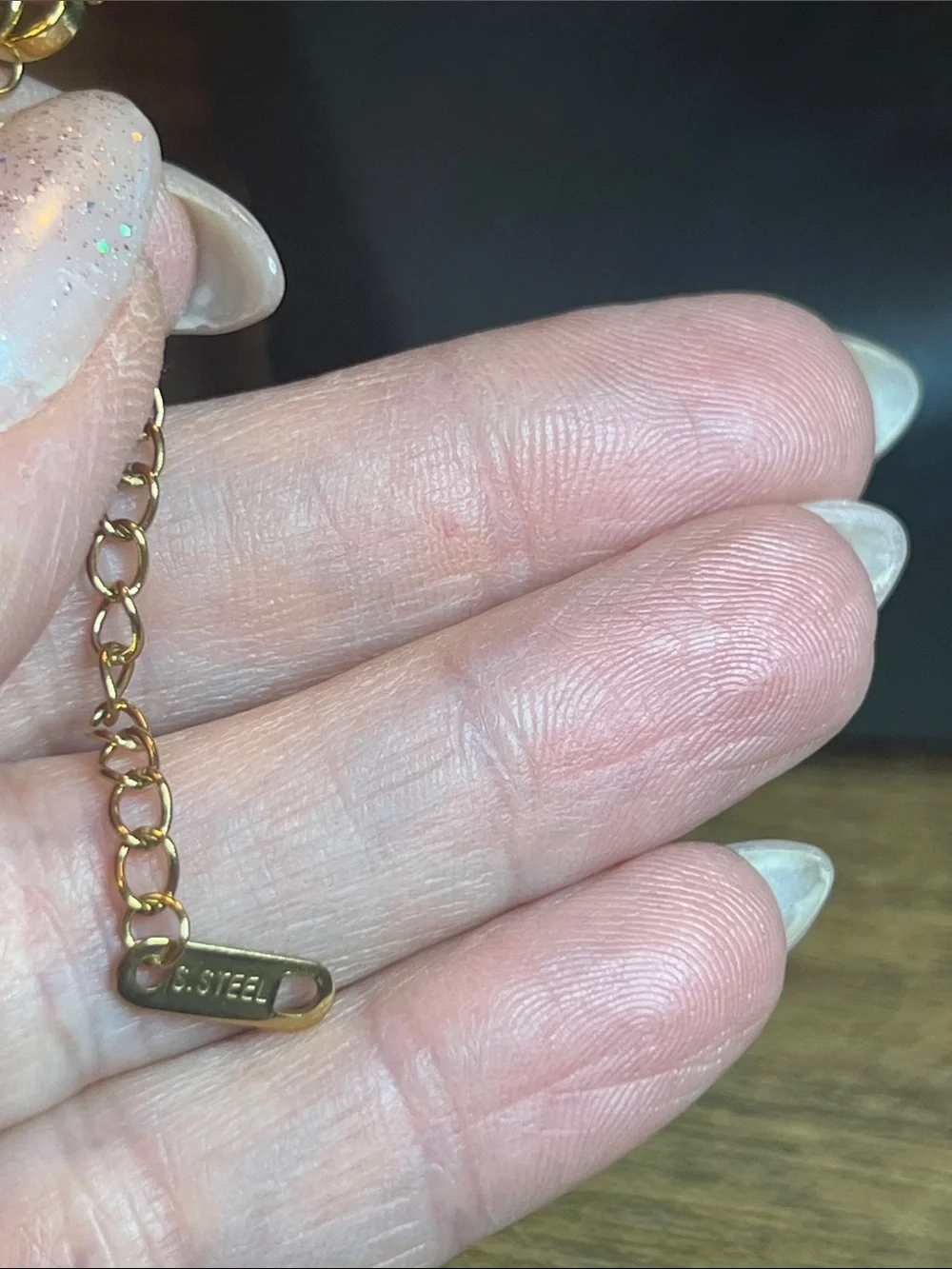 Stainless Steel Gold Anagram Medallion Necklace
